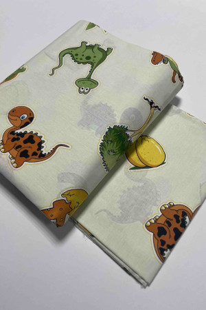 Ранфорс Різнокольорові динозаврики на ванільному фоні