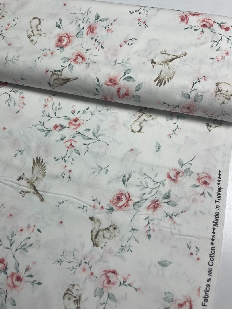 ранфорс тканина звірята з квітами