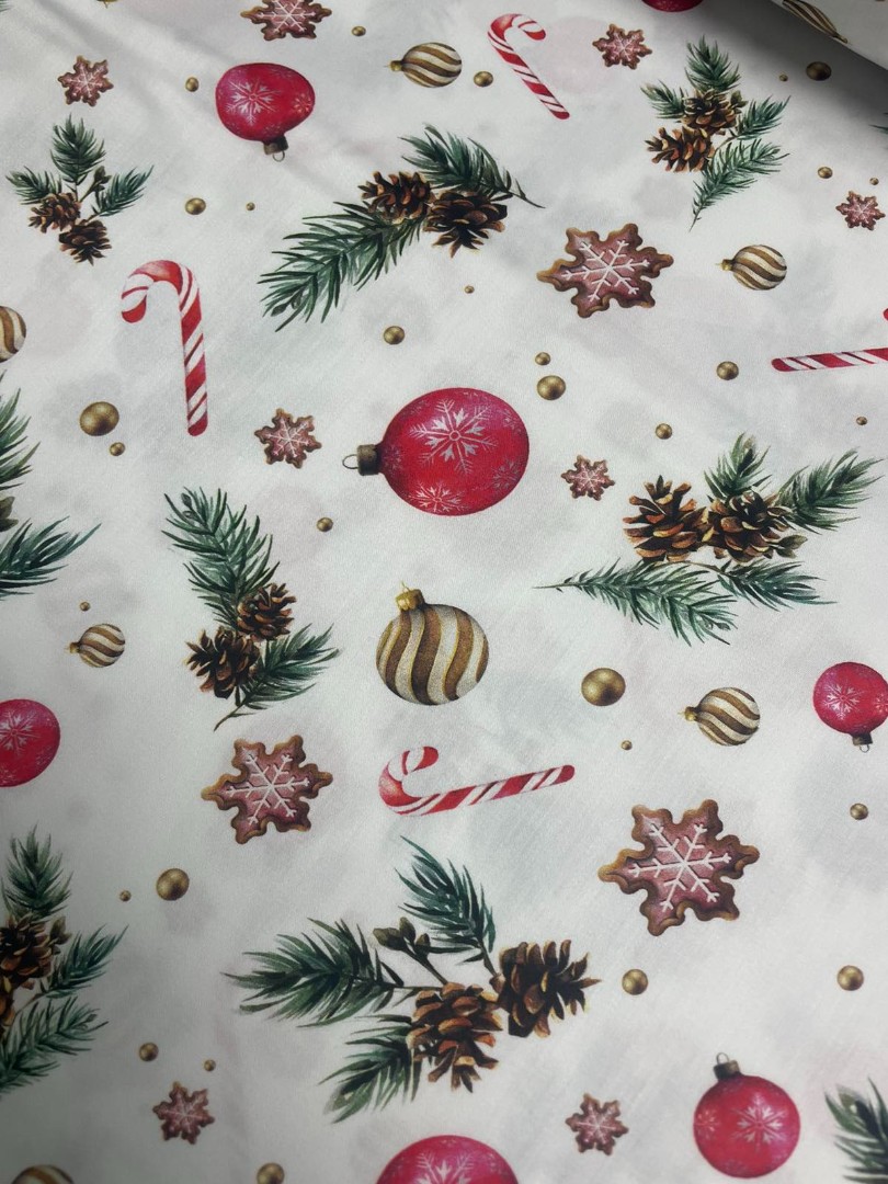 Сатин Новорічний принт